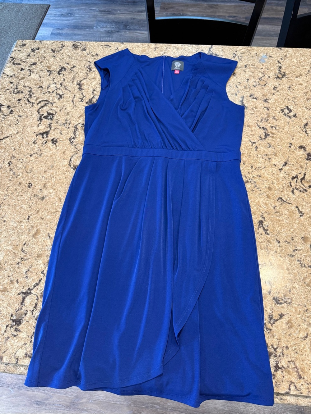 Vince Camuto Sleeveless Royal Blue Faux Wrap Midi Dress